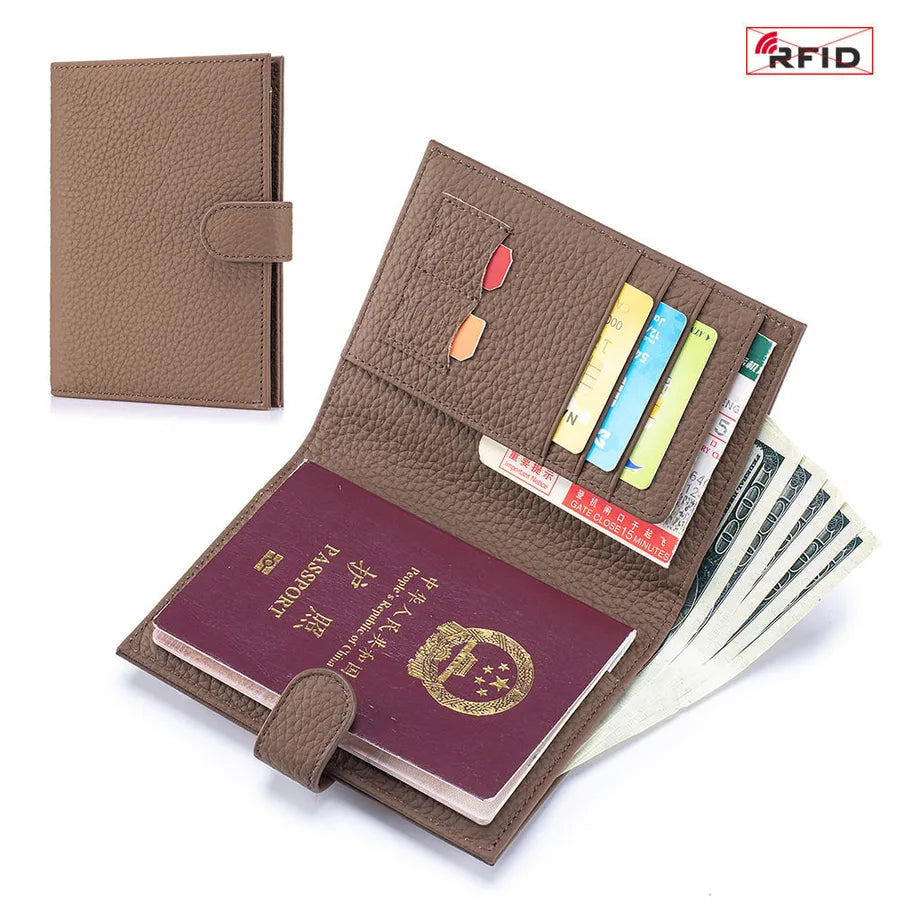 Portapasaportes de piel genuina para mujer con protección RFID - imagen 7