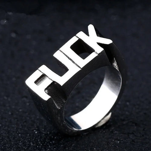 Anillo de aleación con diseño de letras, estilo punk unisex - imagen 2