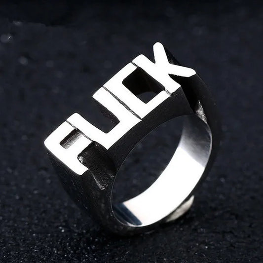 Anillo de aleación con diseño de letras, estilo punk unisex - imagen 2