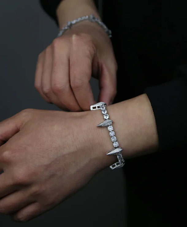 Pulsera de cobre para hombre con circonia y diseño en rombo - imagen 5