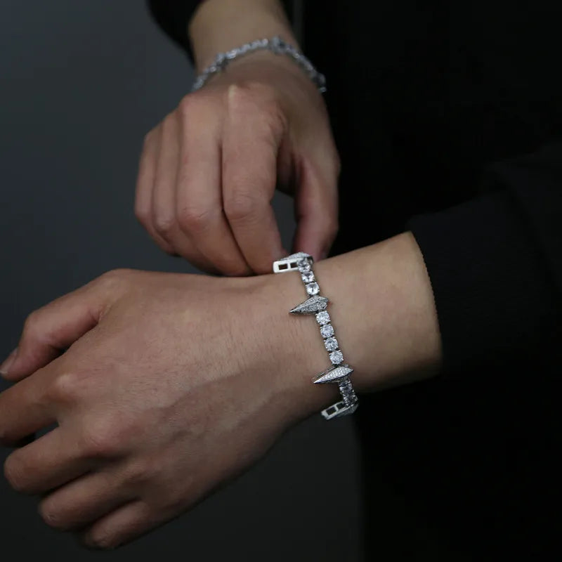 Pulsera de cobre para hombre con circonia y diseño en rombo - imagen 5