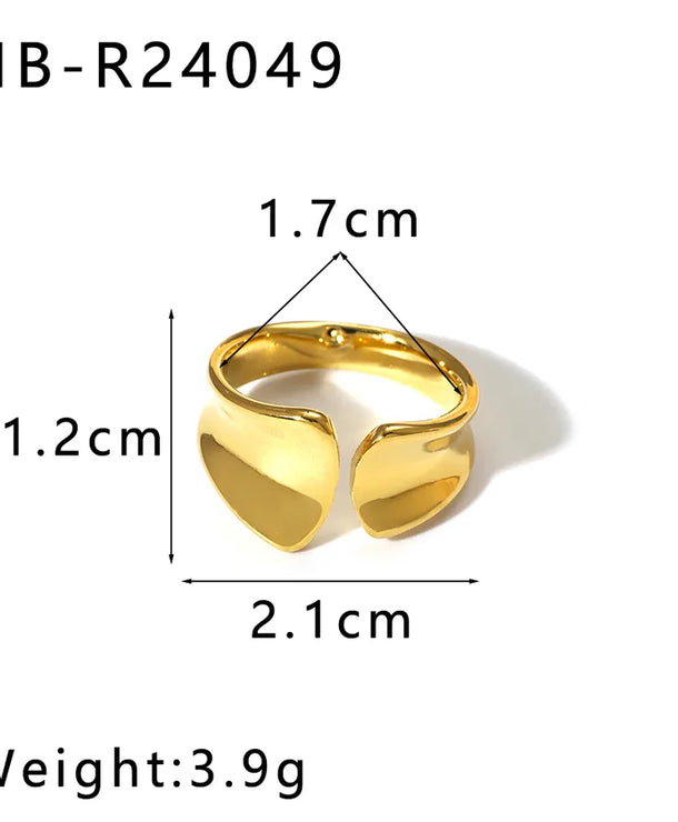 Anillo ajustable de acero 304 con diseño geométrico de gotas de agua - imagen 13
