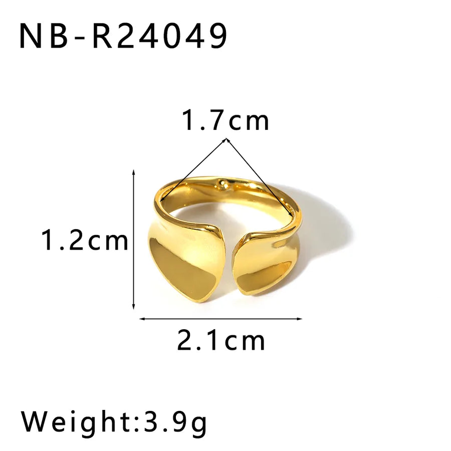 Anillo ajustable de acero 304 con diseño geométrico de gotas de agua - imagen 13
