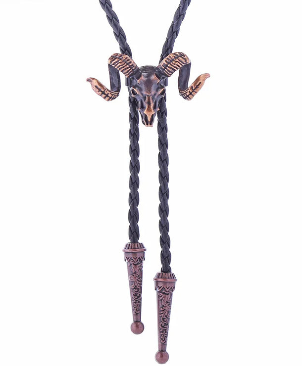 Corbata bolo de aleación con cordón de piel y dijes de estrella y calavera - imagen 45