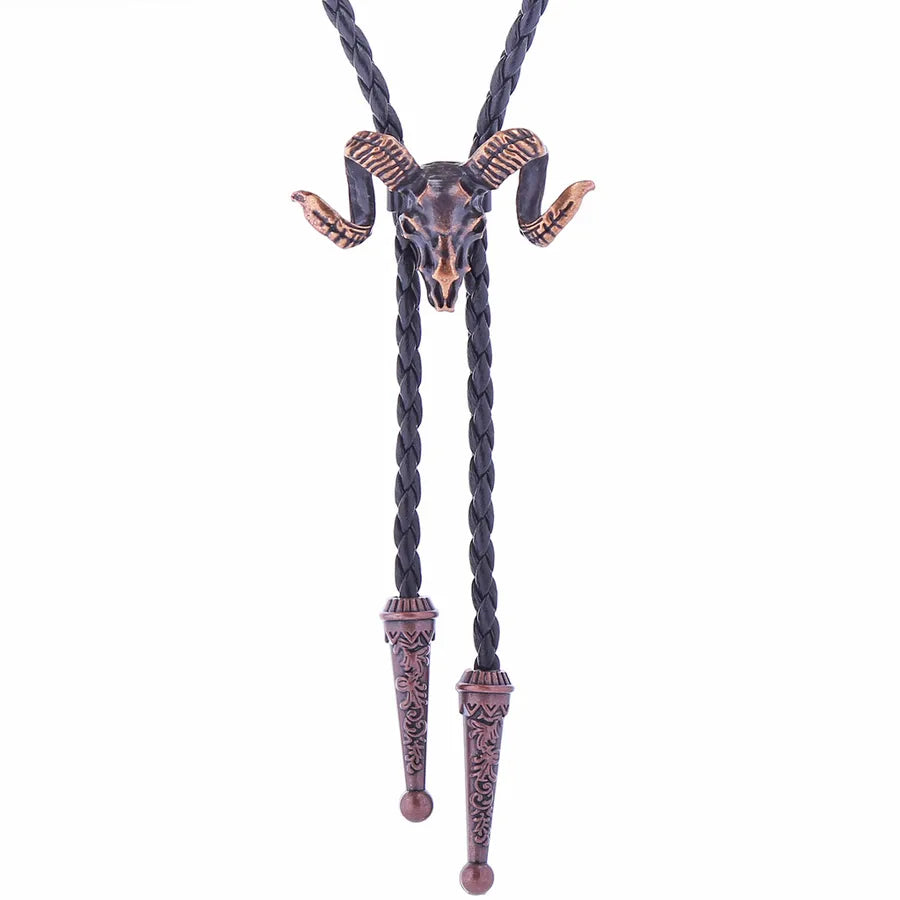 Corbata bolo de aleación con cordón de piel y dijes de estrella y calavera - imagen 45