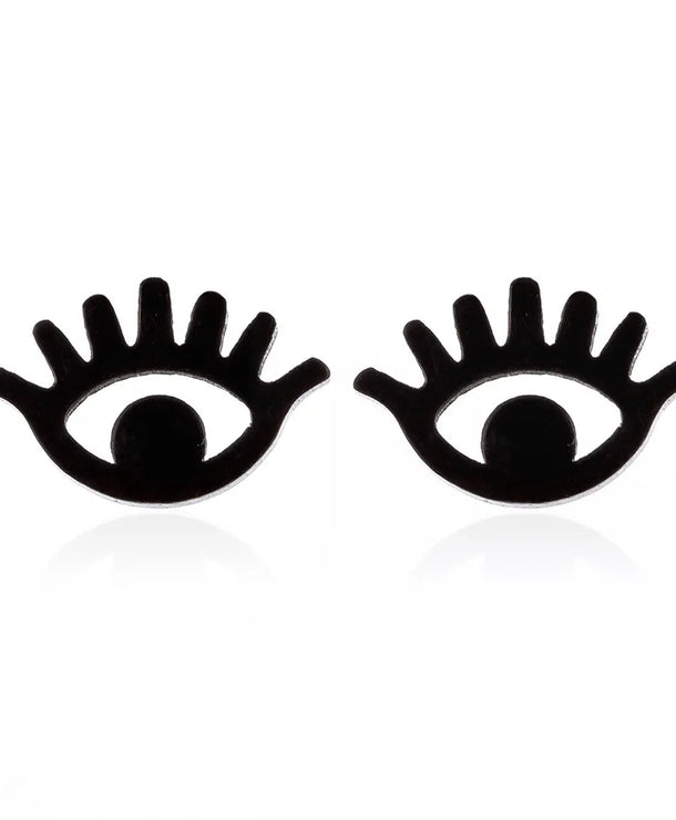 Aretes de botón de acero inoxidable 304 con diseño de ojo turco - imagen 6