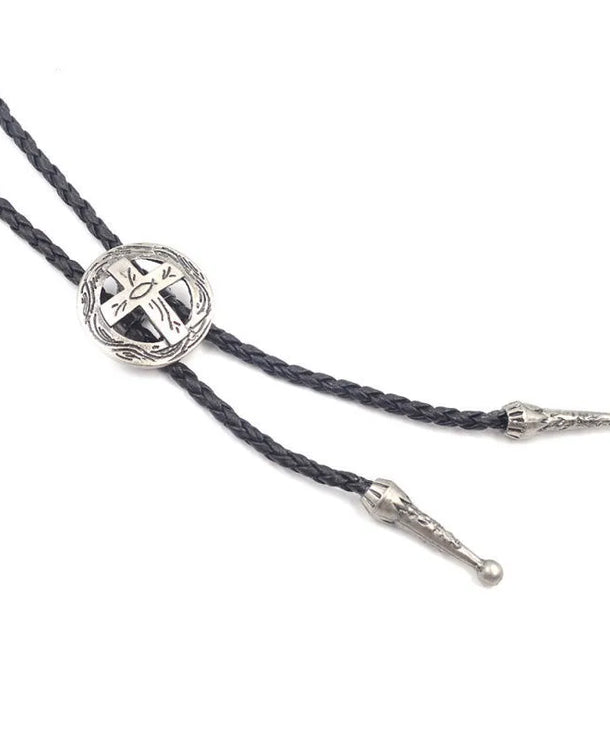 Corbata bolo de aleación con cordón de piel y dijes de estrella y calavera - imagen 13