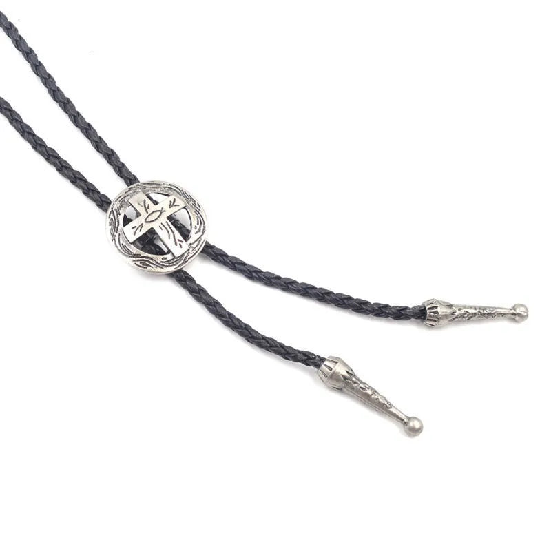 Corbata bolo de aleación con cordón de piel y dijes de estrella y calavera - imagen 13