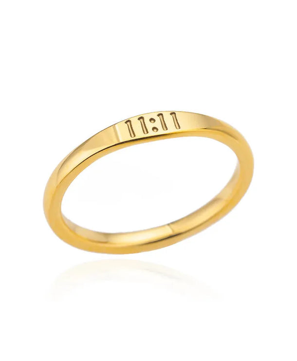 Anillo de números de acero inoxidable con detalle dorado, unisex - imagen 4