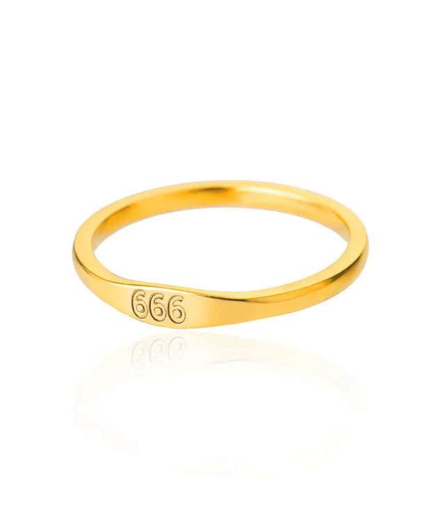 Anillo de números de acero inoxidable con detalle dorado, unisex - imagen 12