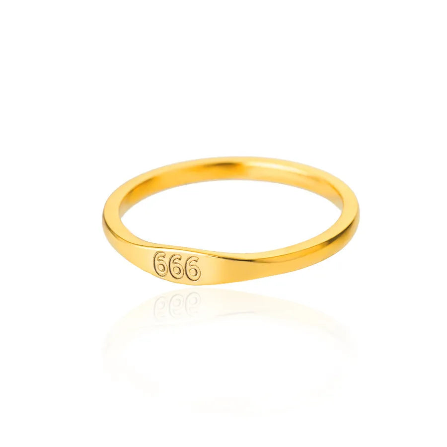 Anillo de números de acero inoxidable con detalle dorado, unisex - imagen 12