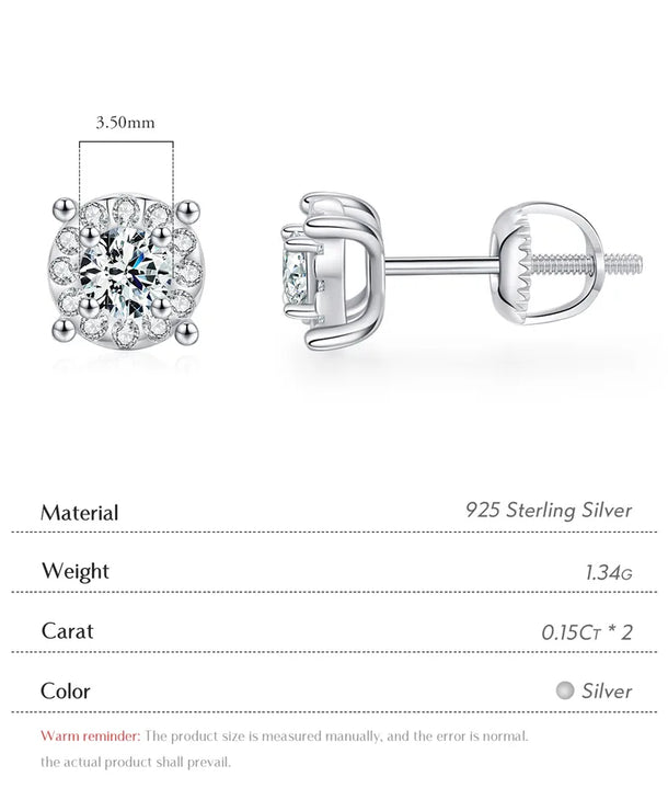 Aretes de botón de plata esterlina 925 con moissanita geométrica - imagen 2