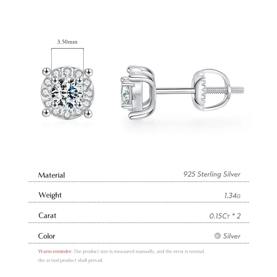 Aretes de botón de plata esterlina 925 con moissanita geométrica - imagen 2