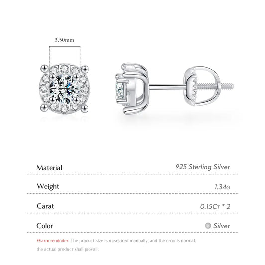 Aretes de botón de plata esterlina 925 con moissanita geométrica - imagen 2