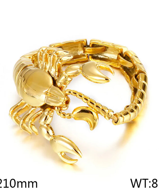 Pulsera de acero 304 con baño de oro 18K y dije de escorpión - imagen 11