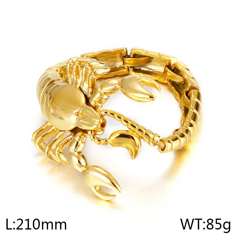 Pulsera de acero 304 con baño de oro 18K y dije de escorpión - imagen 11