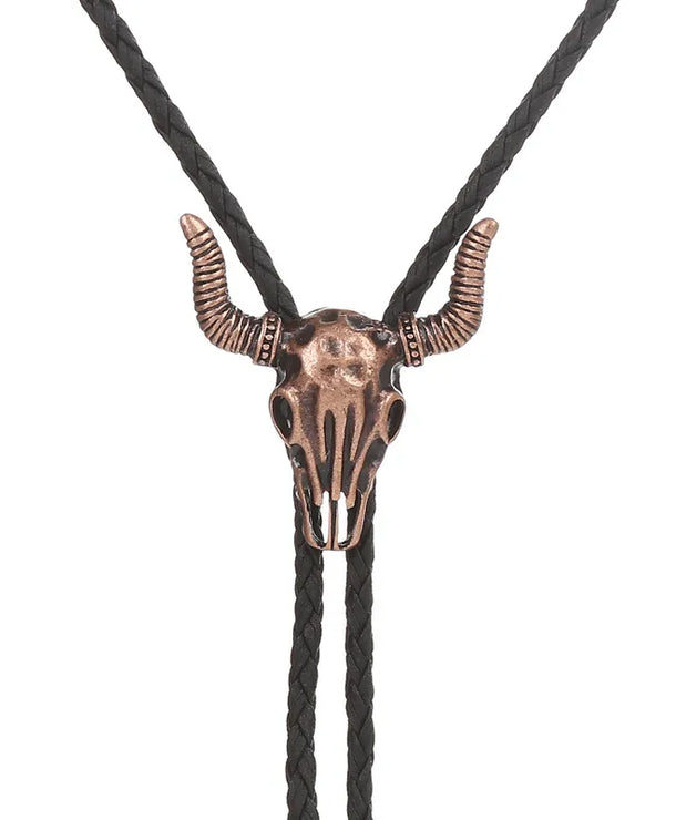 Corbata bolo de aleación con cordón de piel y dijes de estrella y calavera - imagen 29