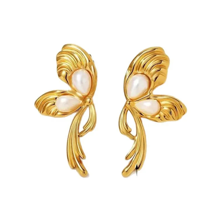 Aretes de acero inoxidable 304 con diseño de mariposa para mujer - imagen 5