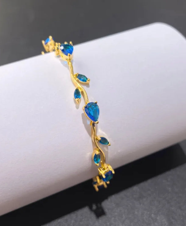Pulsera de acero 304 con baño de oro 18K y diseño de hojas para mujer - imagen 12