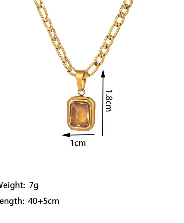 Collar con dije cuadrado de acero 304 con baño de oro 18K para mujer - imagen 7