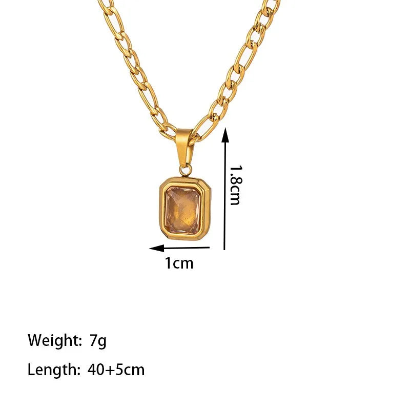 Collar con dije cuadrado de acero 304 con baño de oro 18K para mujer - imagen 7