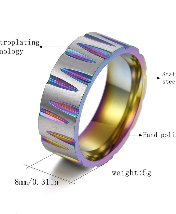 Anillos de acero 304 con baño de oro 18K y diseño geométrico - imagen 7