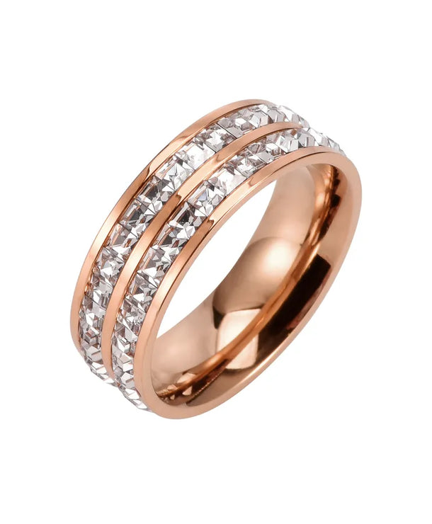 Anillos de acero 304 con baño de oro 18K para pareja, diseño circular - imagen 13