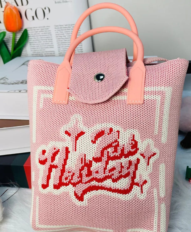 Bolso cruzado tejido con estampado de letras y flores para mujer - imagen 17