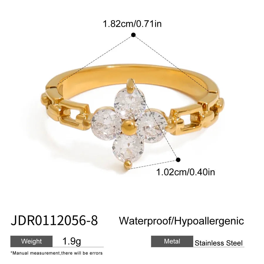 Anillo de acero inoxidable con diseño geométrico, estilo sencillo - imagen 12