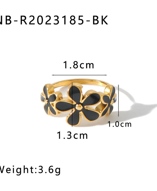 Anillo con diseño de flor en esmalte, estilo IG dulce para mujer - imagen 6