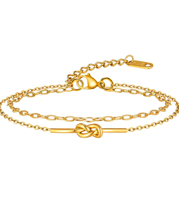 Pulsera con diseño de nudo en acero 201 y baño de oro 18K - imagen 9