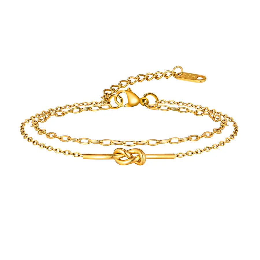 Pulsera con diseño de nudo en acero 201 y baño de oro 18K - imagen 9