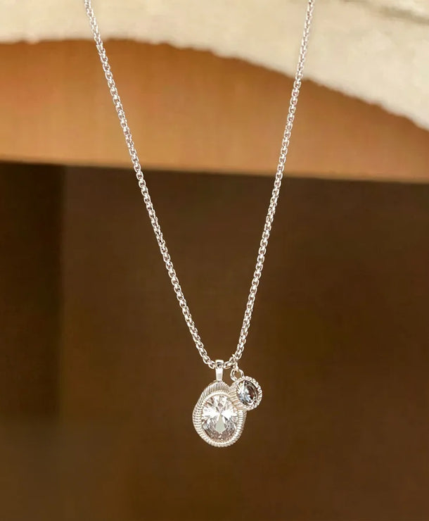 Collar con dije de cristal transparente y acabado cepillado para mujer - imagen 7