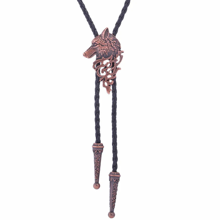 Corbata bolo de aleación con cordón de piel y dijes de estrella y calavera - imagen 47