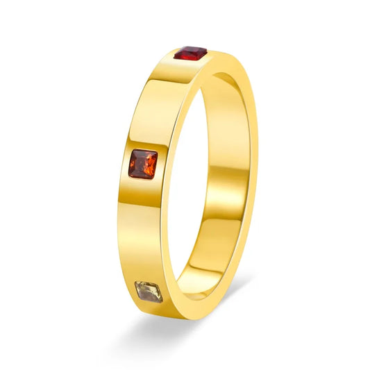 Anillo de acero 304 con baño de oro 18K y diseño de fruta para mujer - imagen 2