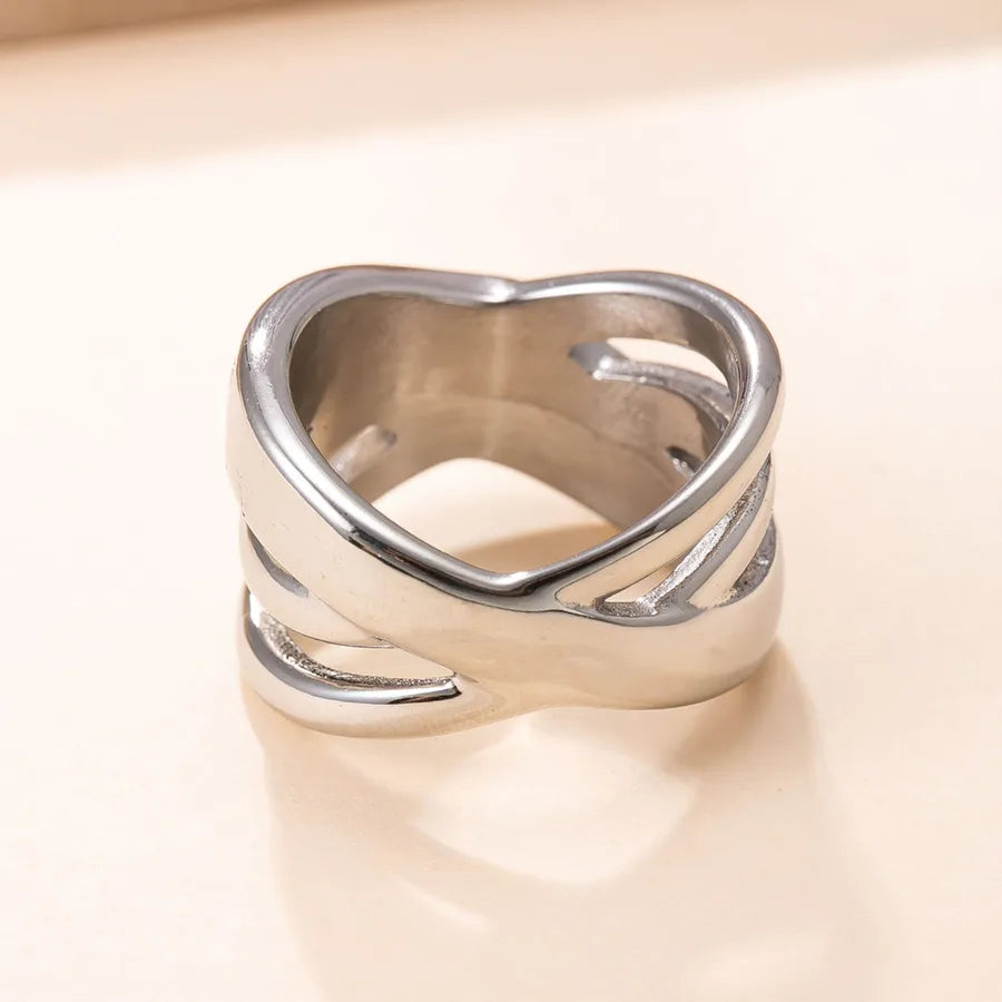 Anillo ajustable de acero y titanio con diseño cruzado, unisex - imagen 4