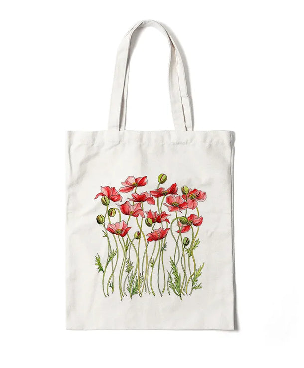 Bolso de lona con estampado de flores para mujer, diseño abierto - imagen 31