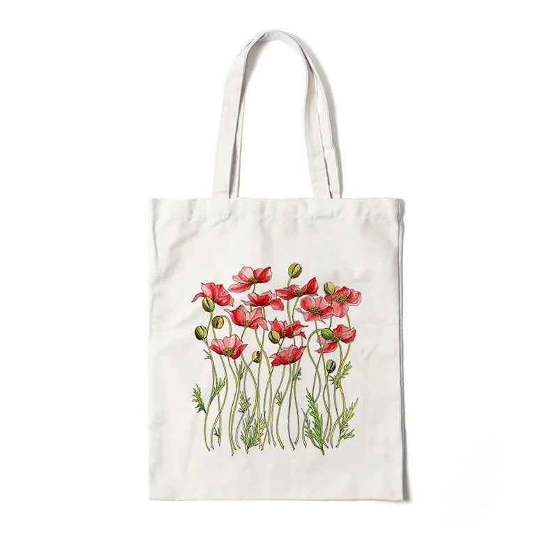 Bolso de lona con estampado de flores para mujer, diseño abierto - imagen 31