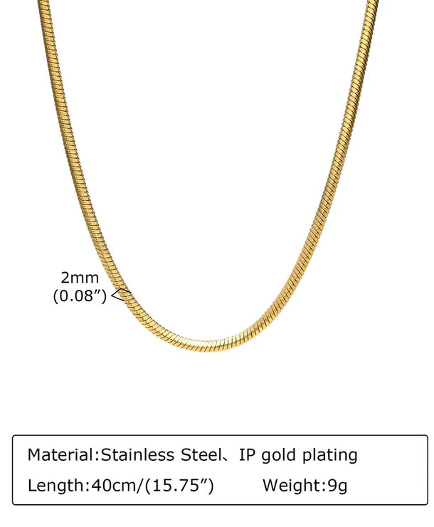Collar de cadena serpiente de acero 201 con baño dorado para mujer - imagen 9