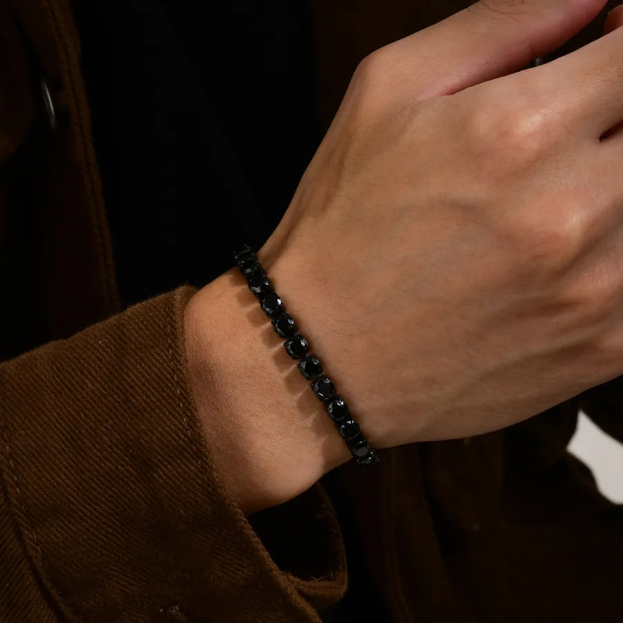 Pulsera tipo tennis de acero inoxidable 201 para hombre, color liso - imagen 2