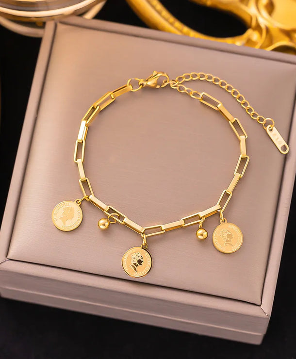 Pulsera de corazones con cadena cubana en acero 304 y baño de oro 18K - imagen 41