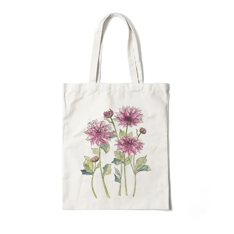 Bolso de lona con estampado de flores para mujer, diseño abierto - imagen 11