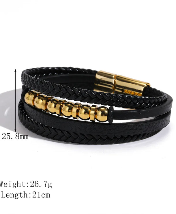 Brazalete geométrico para hombre en acero 201 con baño dorado - imagen 6