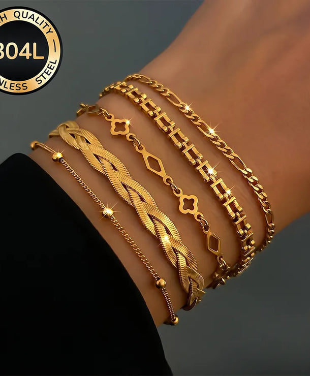 Pulsera de acero inoxidable 304 con diseño geométrico para mujer - imagen 2
