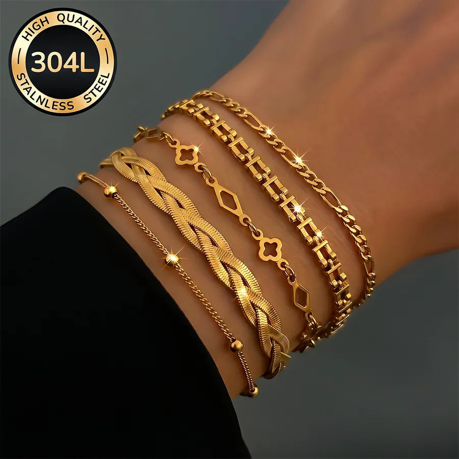 Pulsera de acero inoxidable 304 con diseño geométrico para mujer - imagen 2