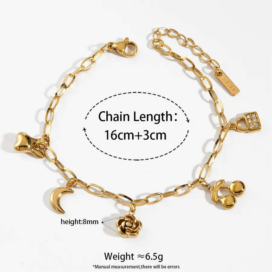 Pulsera de flores de cereza con baño de oro y circonias en acero 304 - imagen 2