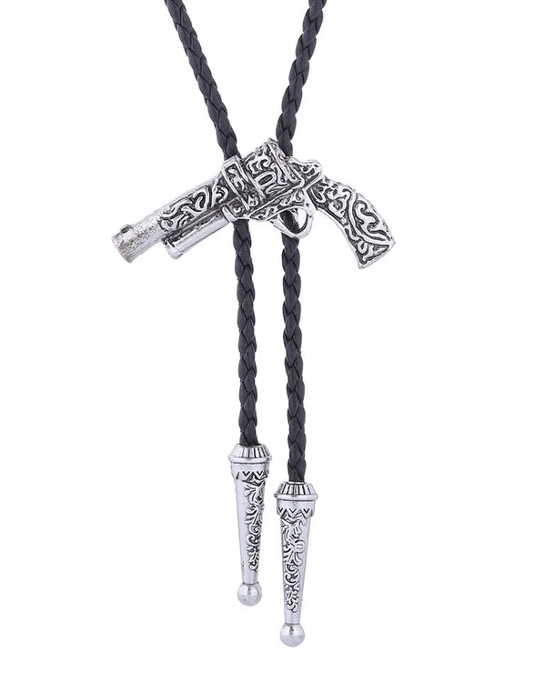 Corbata bolo de aleación con cordón de piel y dijes de estrella y calavera - imagen 32