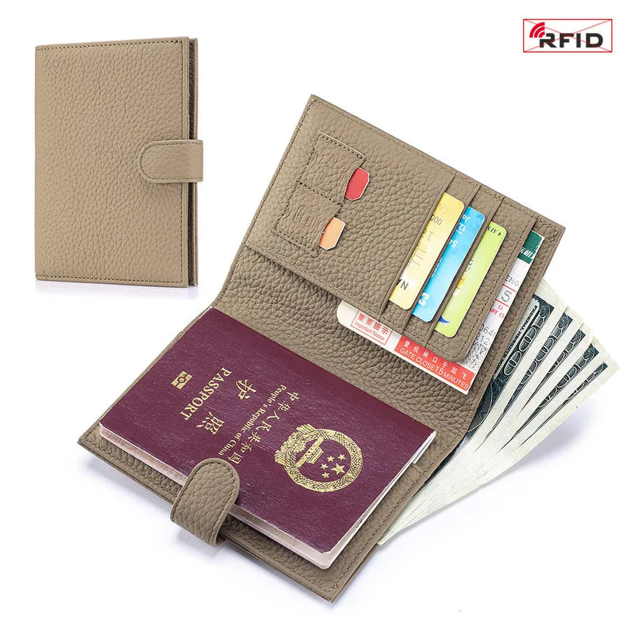 Portapasaportes de piel genuina para mujer con protección RFID - imagen 8