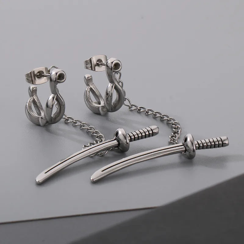 Aretes de acero 304 con dije de calavera e incrustación de circonia - imagen 12