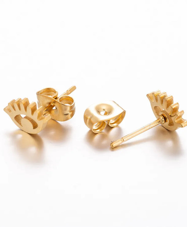 Aretes de botón de acero inoxidable 304 con diseño de ojo turco - imagen 3